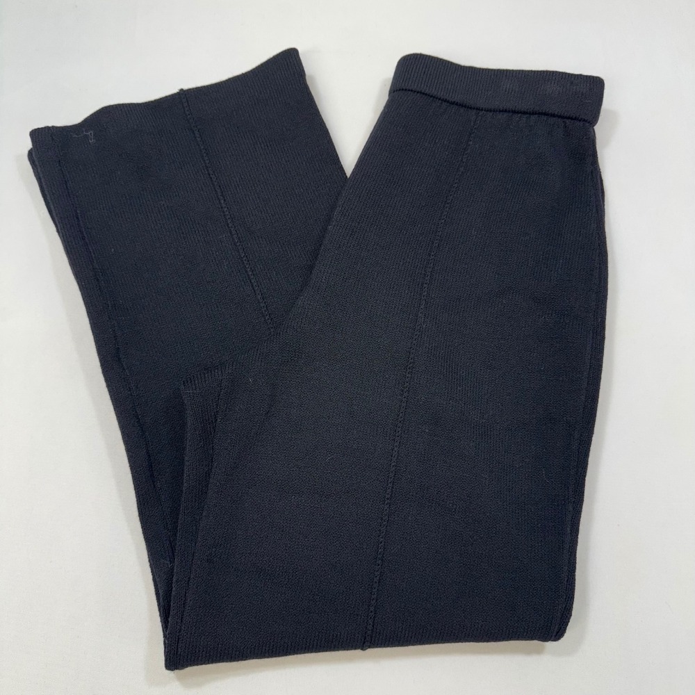 St. John Collection Knit Pants Womens US 4 Black Santana Wide Leg Luxe